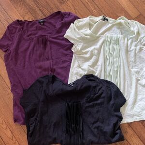 3 Talbots Top Lot Pleated Ruffle Front T Shirt Tee XL